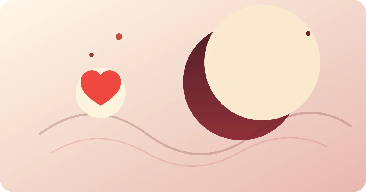 Nighttime illustration of a moon, a resting body, and a nervous system gradually settling