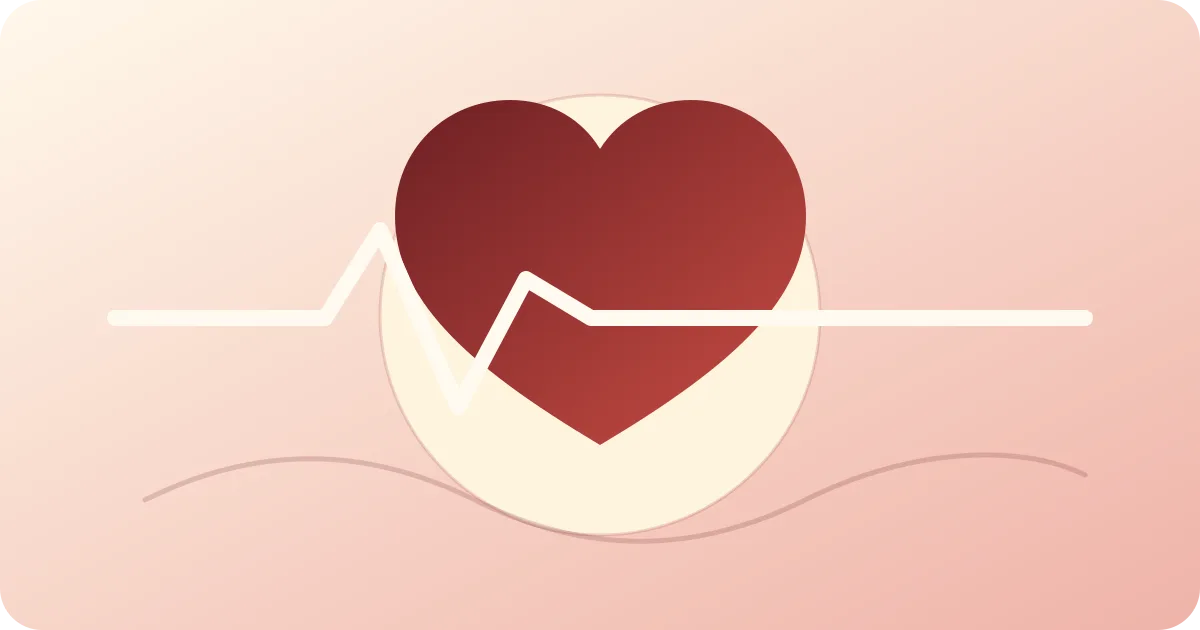 Heart and breathing illustration divided between an alert signal and a calming wave